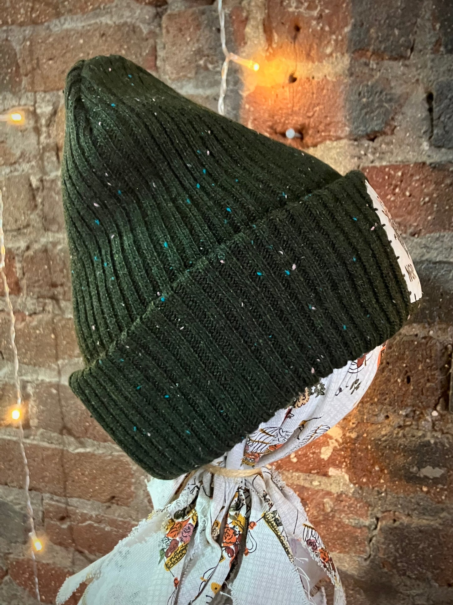 NorCal Poppies Patch Beanie - Green Tweed