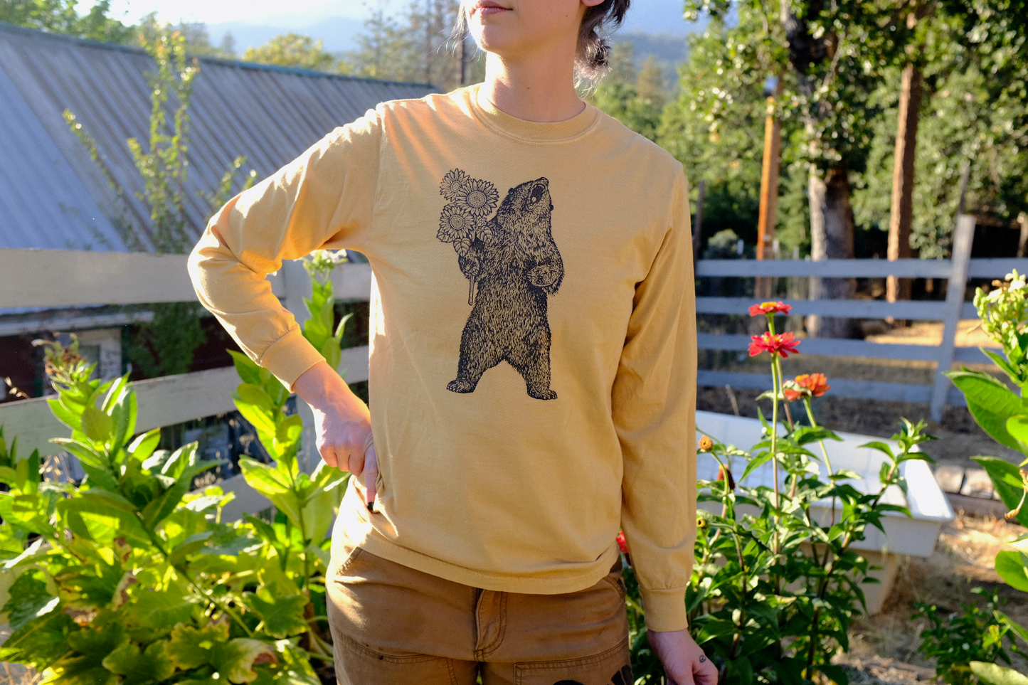 Sunflower Bear Long-Sleeve T-Shirts
