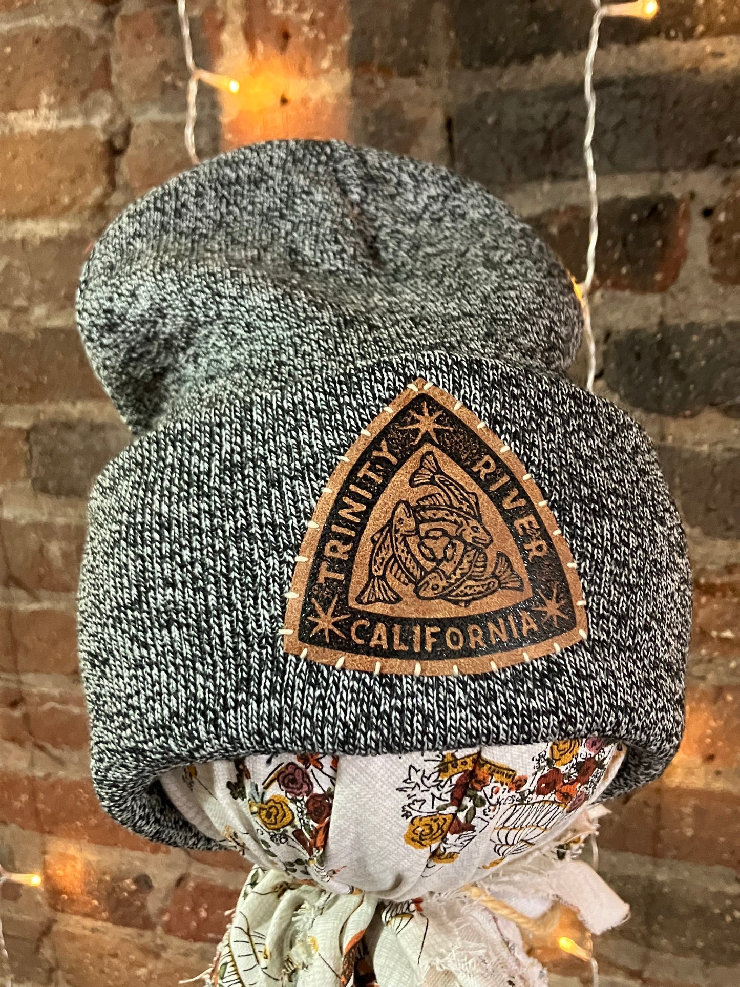 Trinity River California Patch Beanie - Heather Grey
