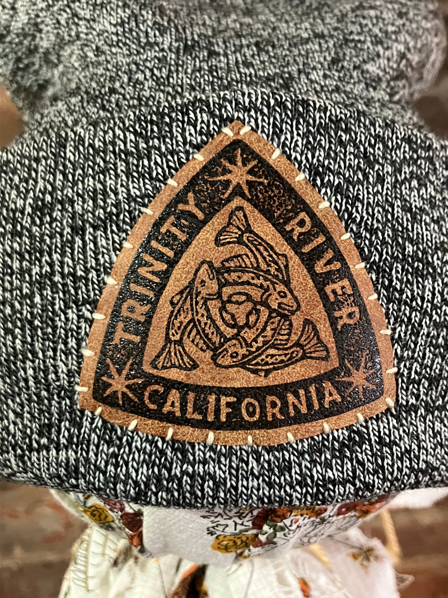 Trinity River California Patch Beanie - Heather Grey