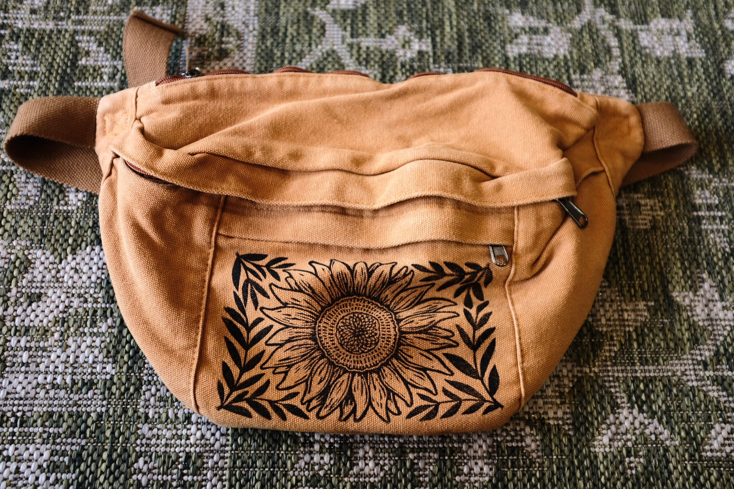 Sunflower & Sage Canvas Oversized-Fanny Bag
