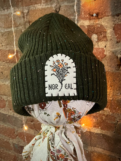 NorCal Poppies Patch Beanie