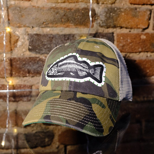 Fish Bones Camo Mesh Baseball Cap