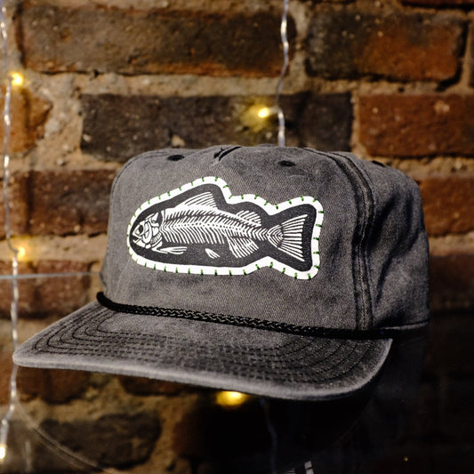 Fish Bones Mid-Profile Rope Trucker Hat - Grey
