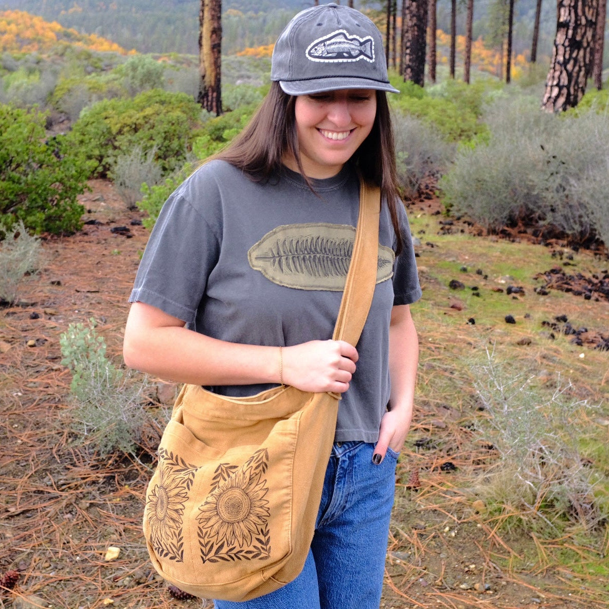 Sunflower & Sage Canvas Side Bag