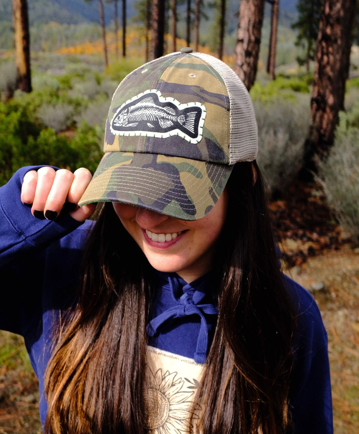 Fish Bones Camo Mesh Baseball Cap