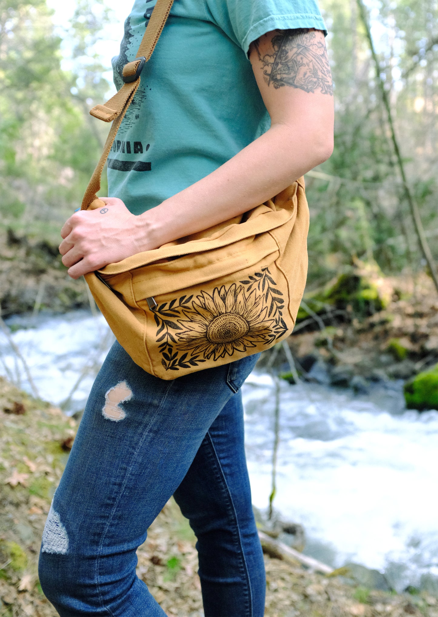 Sunflower & Sage Canvas Oversized-Fanny Bag