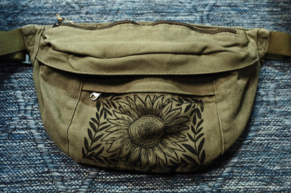 Sunflower & Sage Canvas Oversized-Fanny Bag