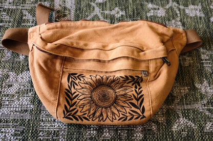 Sunflower & Sage Canvas Oversized-Fanny Bag