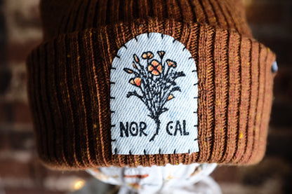 NorCal Poppies Patch Beanie
