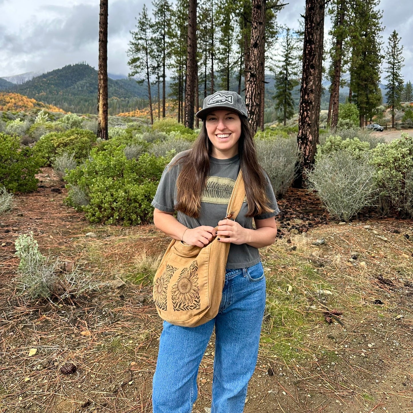 Sunflower & Sage Canvas Side Bag