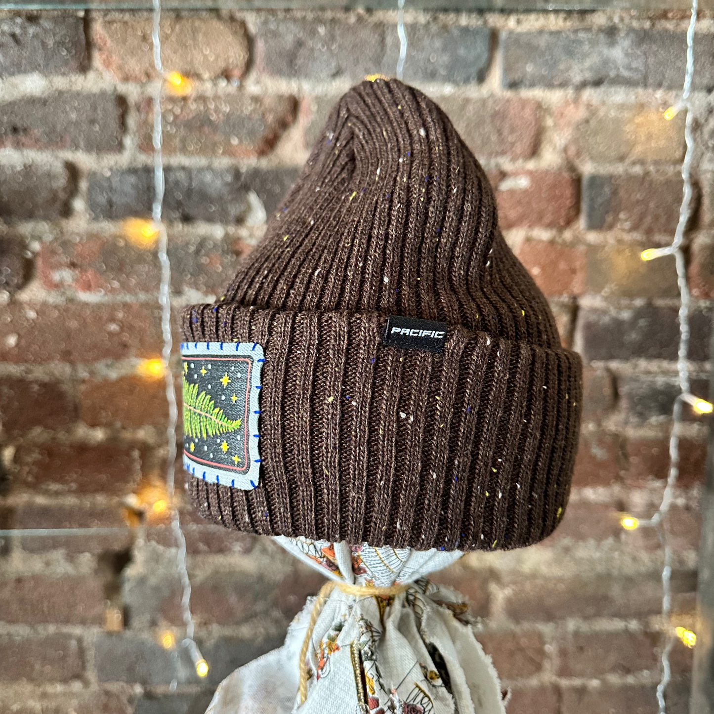 Fern & Stars Brown Tweed Beanie
