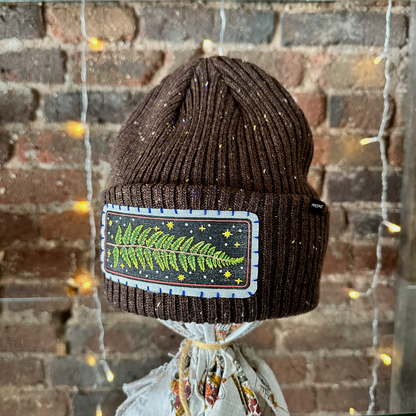 Fern & Stars Brown Tweed Beanie
